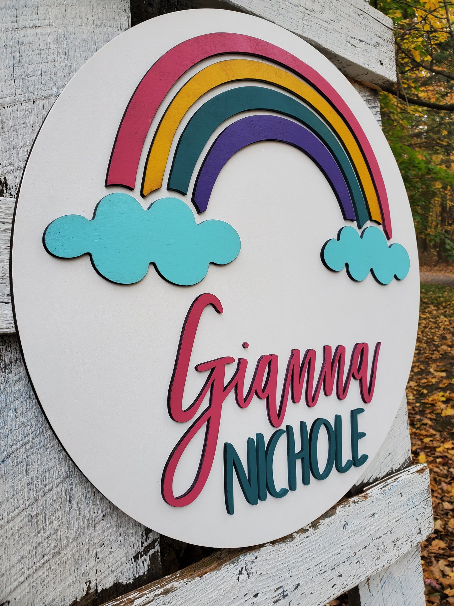 Personalized 3D Cutout Decor Sign with Child's Name and Rainbow