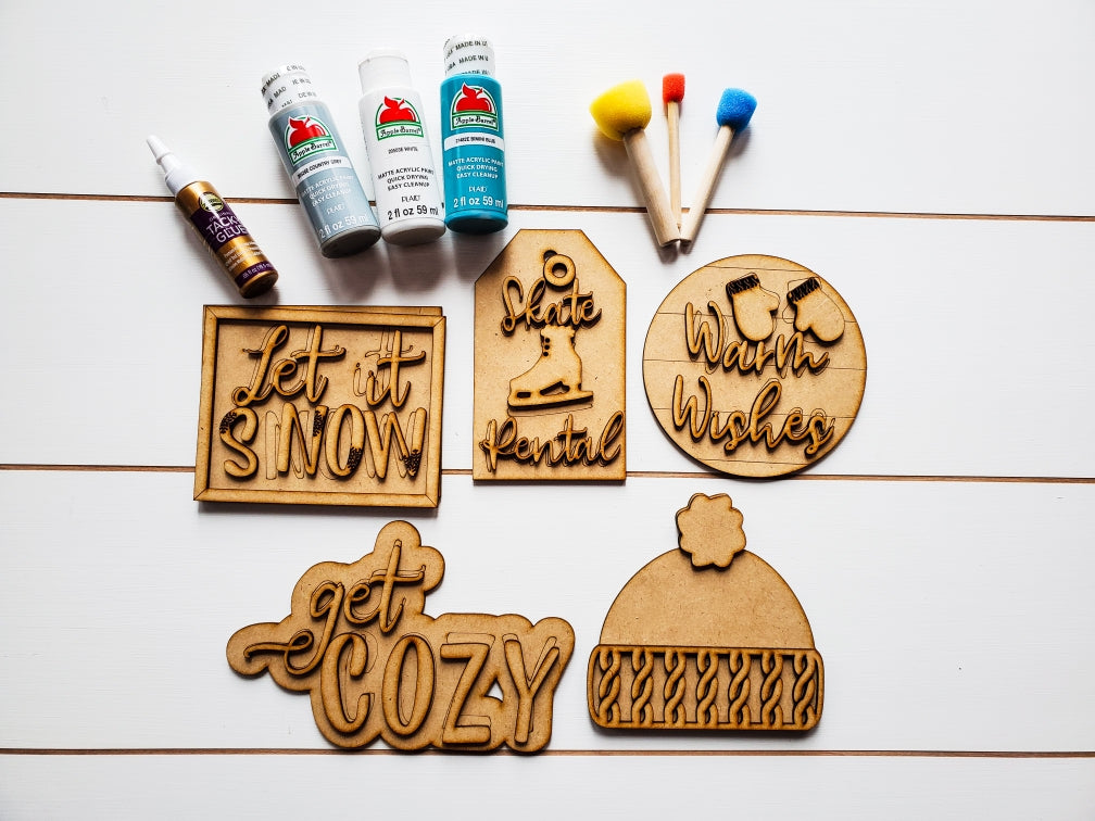 Tiered Tray Decor Winter | Tiered Tray Decor | Tiered Tray Decor Bundle | Tiered Tray Signs | Tiered Tray DIY Kit