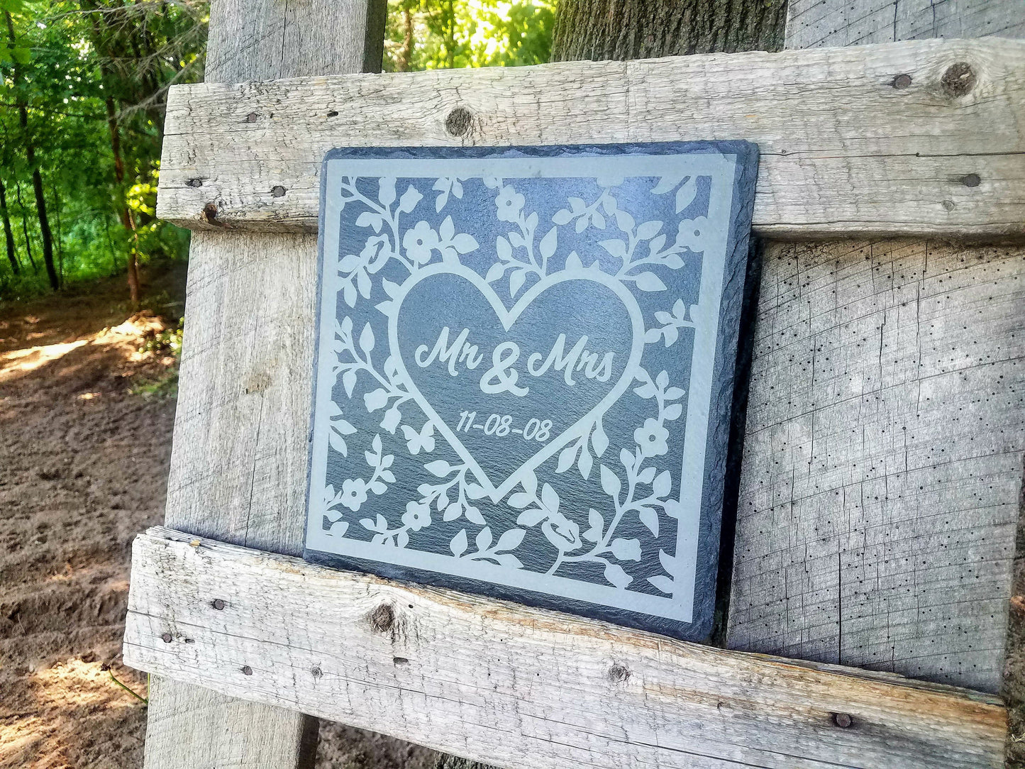 Personalized Mr. and Mrs. Established Slate Sign