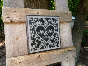 Personalized Mr. and Mrs. Established Slate Sign