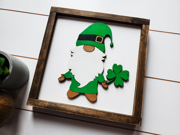 St. Patrick's Day Gnome Sign | Raised Farmhouse Sign | St. Patty's Day Decor