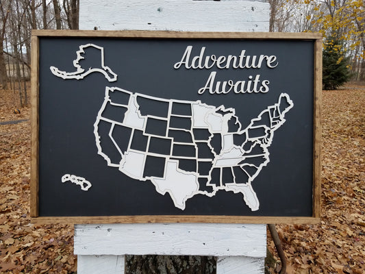 Large 3-D USA Puzzle Travel Tracker Map