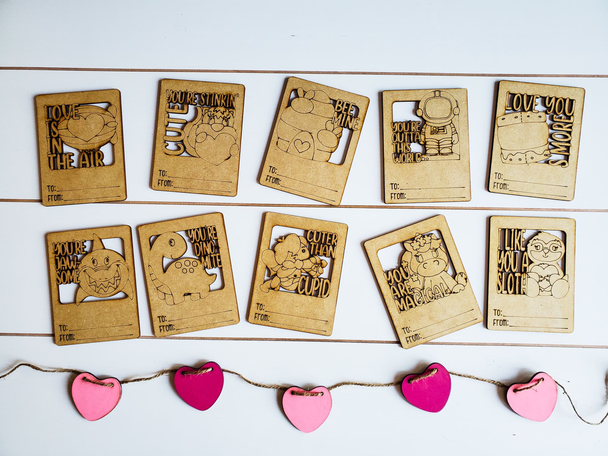 Valentine's Day Cards | Wood Valentine's Day Cards | Color Your Own Cards | Valentine's for Kids