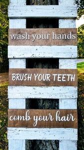 Wash - Brush - Comb Signs | 3 Piece Bathroom Set