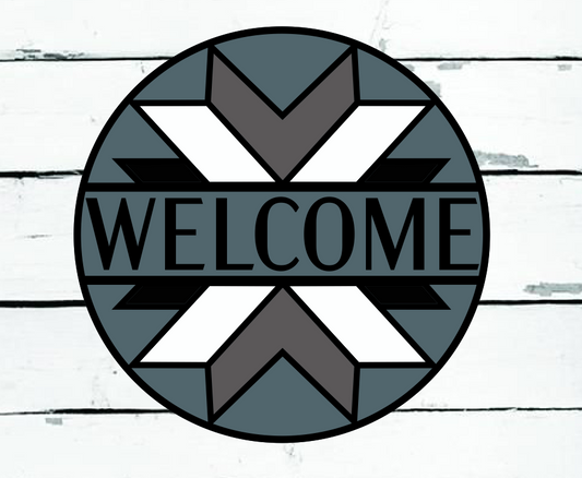 Welcome Quilt Star DIY Sign Kit | DIY Paint Party Set | Round Door Hanger Sign
