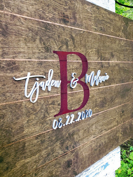 Wedding Guestbook Sign with Name/Date and 3D Lettering
