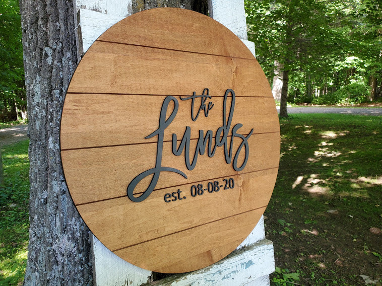 Round Wood Wedding Guestbook with Raised Lettering