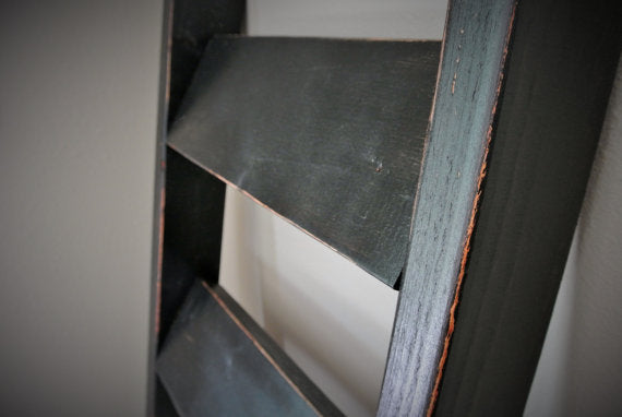 Tall Distressed Rustic Farmhouse Wooden Blanket Ladder