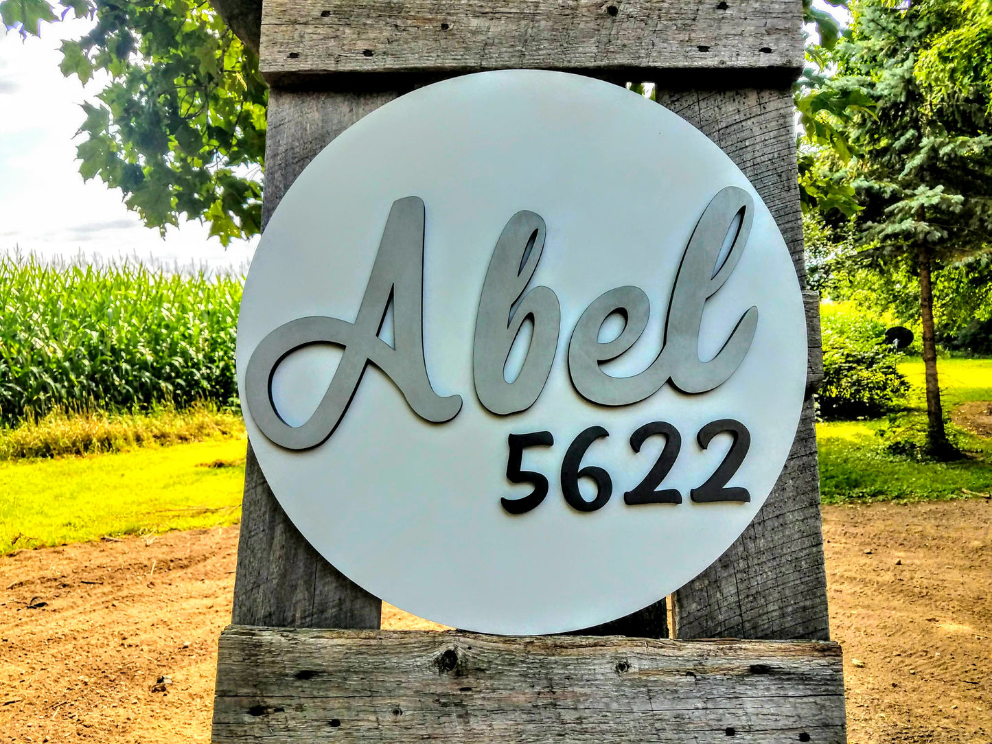 Custom Round 3D House Number Last Name Decor Cutout Sign