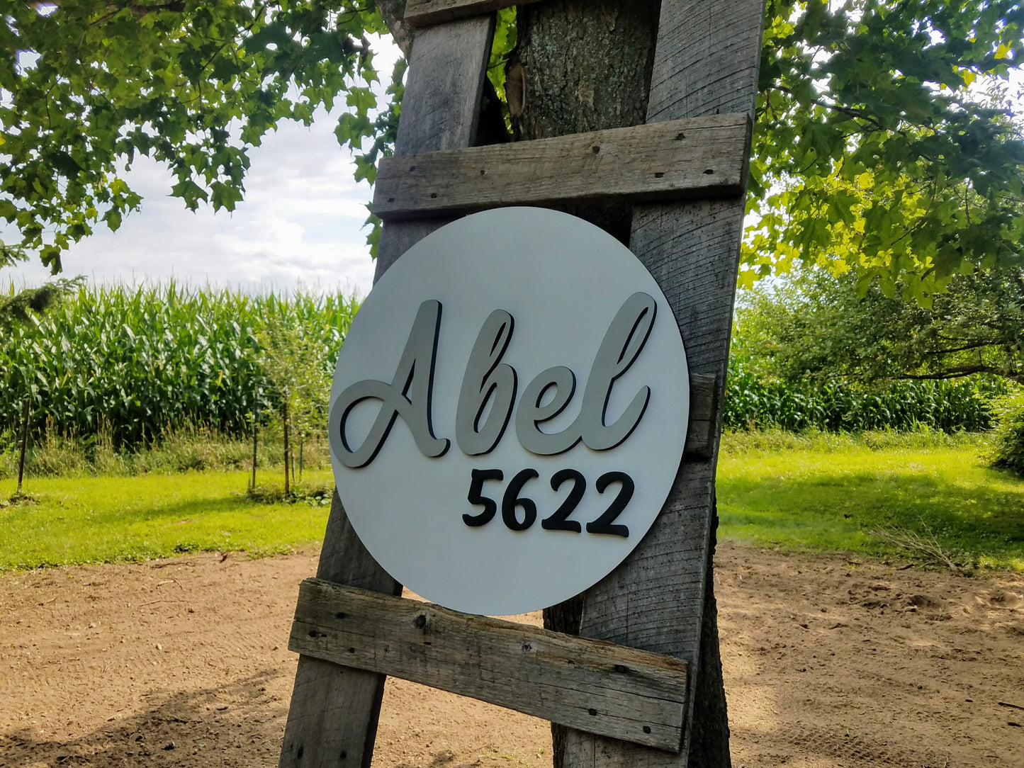 Custom Round 3D House Number Last Name Decor Cutout Sign
