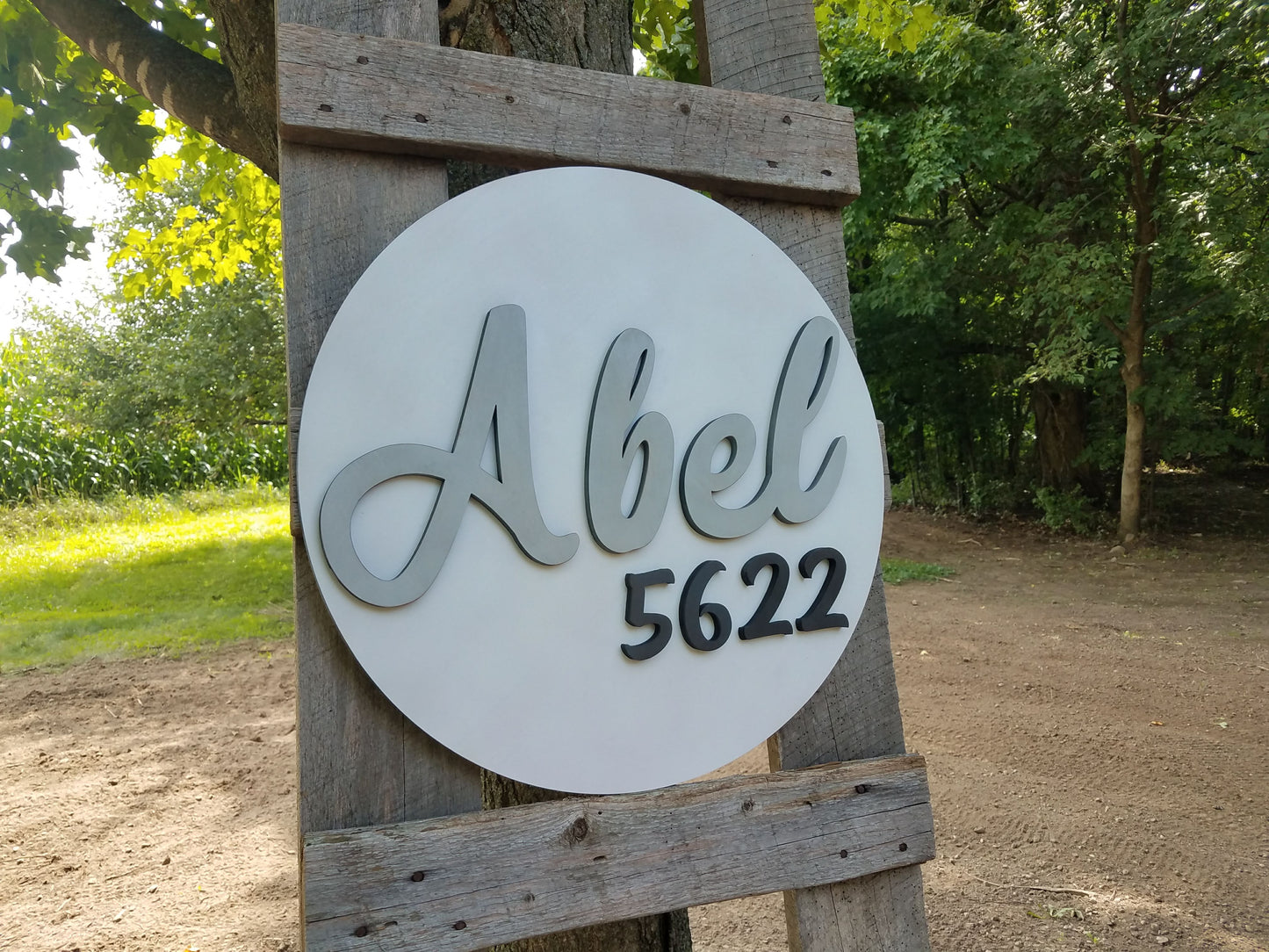 Custom Round 3D House Number Last Name Decor Cutout Sign