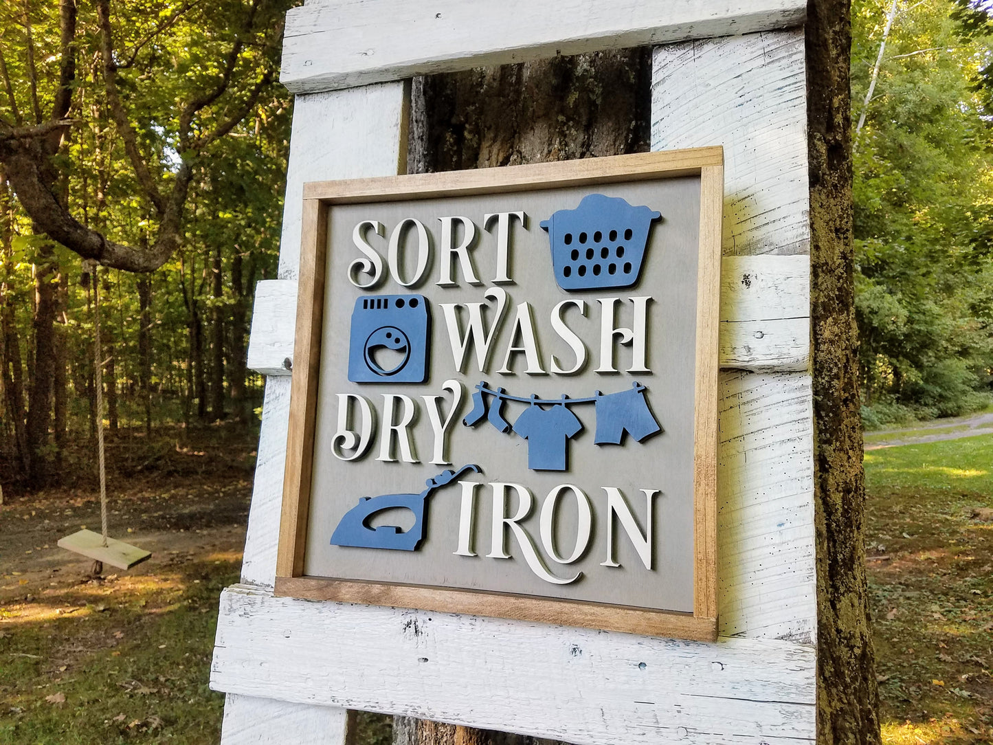 Framed Laundry Room 3D Farmhouse Sign | Laser Cut Wood Sign