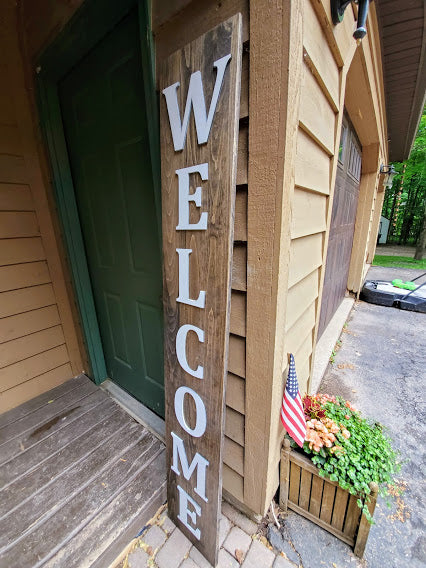 Raised Letter Welcome Sign | Vertical Welcome Sign | Rustic Front Porch Decor